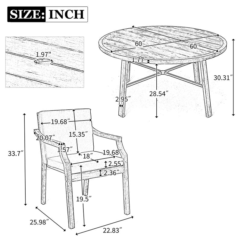 Merax Outdoor Dinning Set for 4 Person