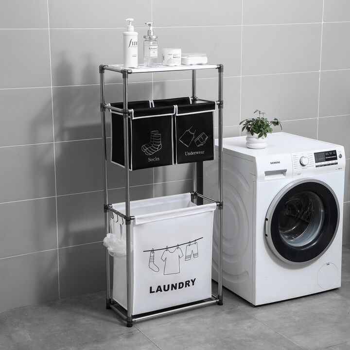 3 Tier Laundry Sorter with 4 Removable Bags