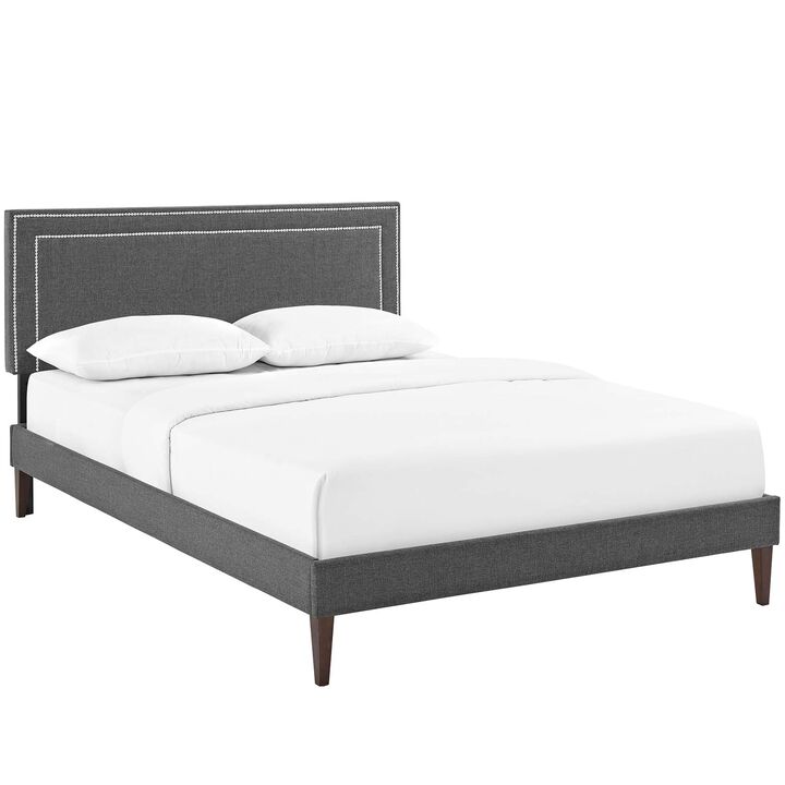 Modway - Virginia Full Fabric Platform Bed with Squared Tapered Legs Gray