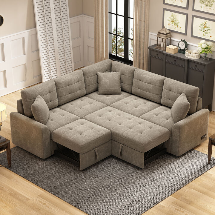 Merax Pull-out Sleeper Sofa with Wheels