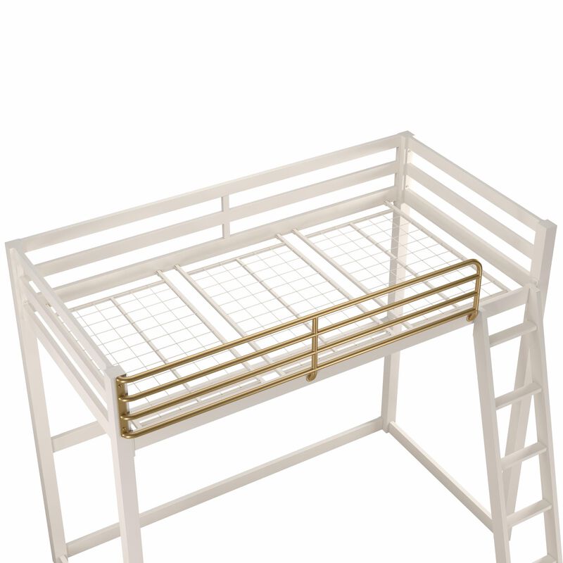 Haven Full Loft Bed, White and Gold