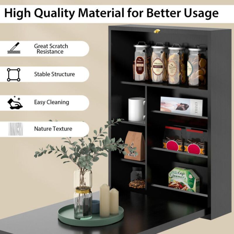 Wall-Mounted Fold-Out Convertible Floating Desk Space Saver