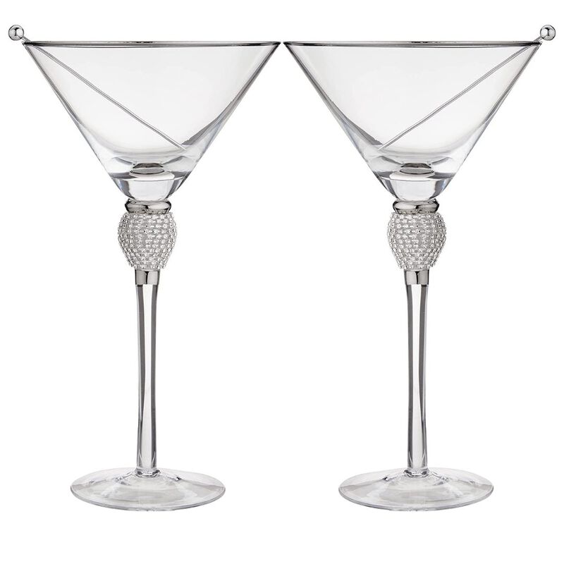 Rhinestone Studded Martini Glasses