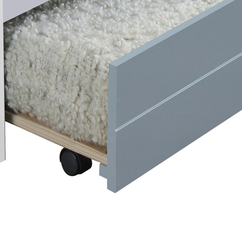Transitional Style Wooden Trundle Bed with Caster Wheels, Gray - Benzara