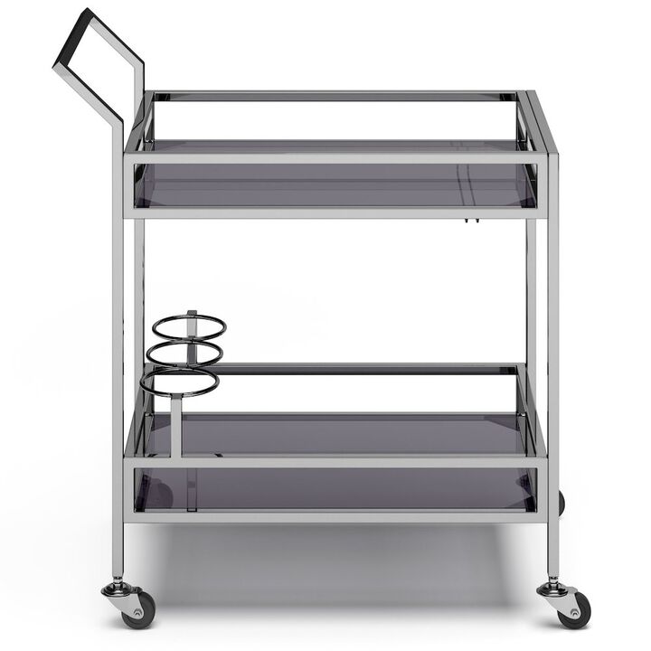 Simpli Home Watts 26 Inch Bar Cart In Chrome