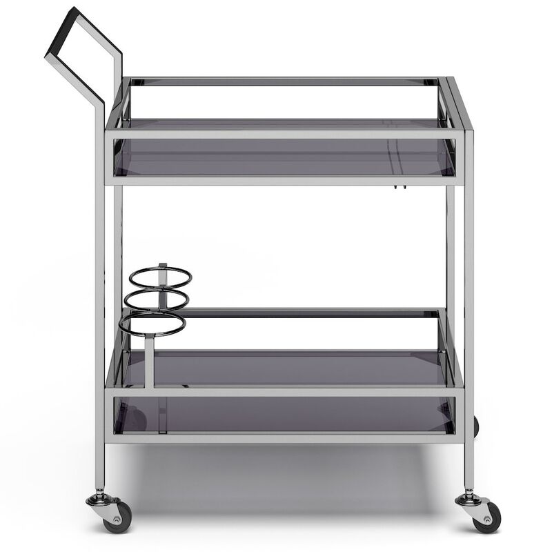Simpli Home Watts 26 Inch Bar Cart In Chrome