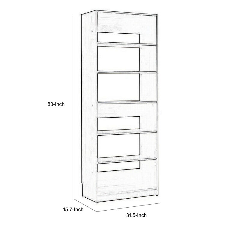 Dee Modular Closet System, 5 Tier Storage Shelves, Black Wood Finish