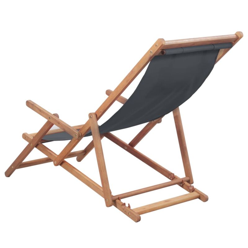vidaXL Folding Beach Chair Fabric and Wooden Frame Gray