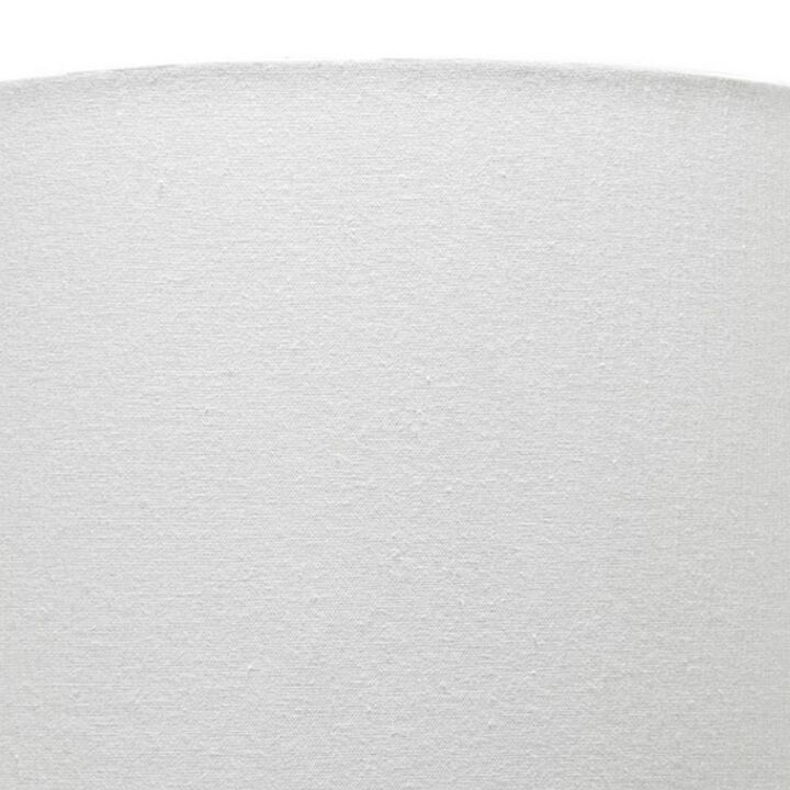 Table Lamp with Ribbed Ceramic Body and Fabric Shade, Blue-Benzara