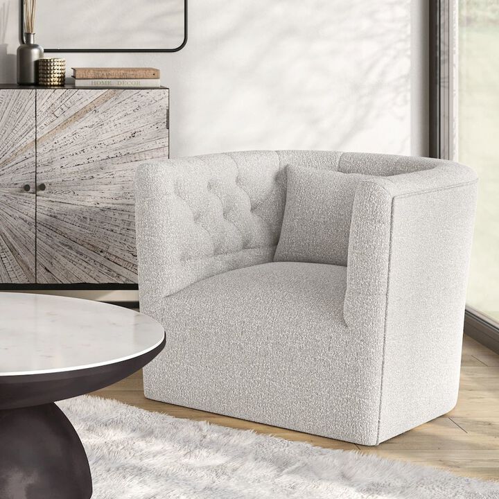 Jofran Everly Boucle Modern Transitional Swivel Accent Chair