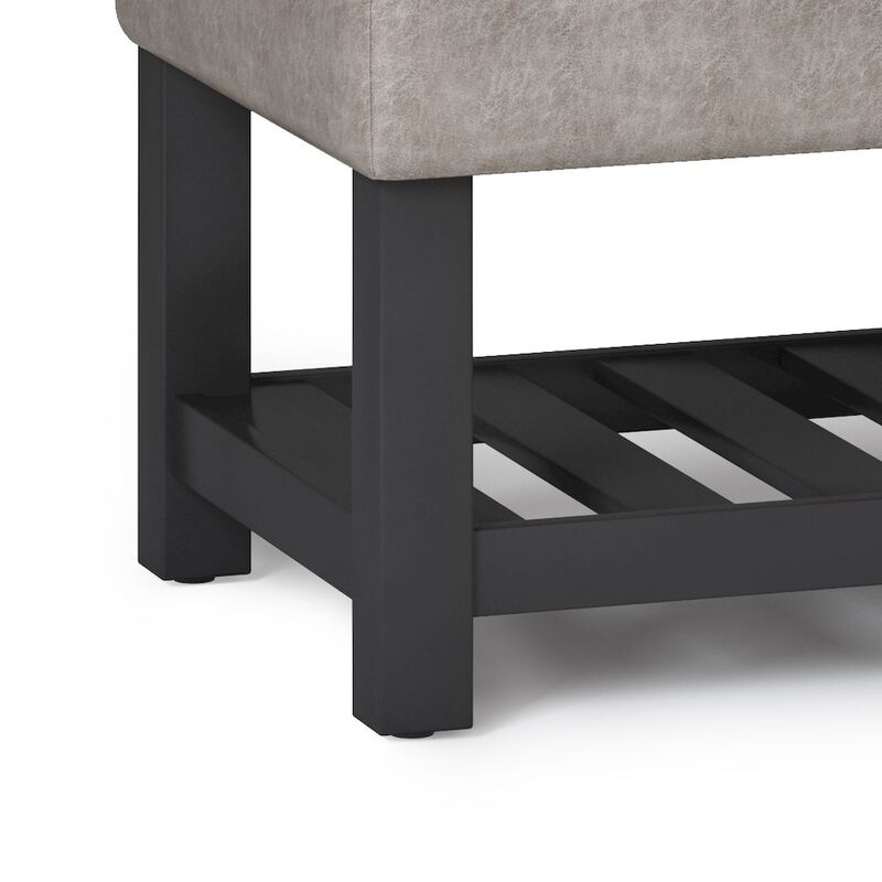 Simpli Home Storage Ottoman Bench With Open Bottom In Distressed Grey Taupe