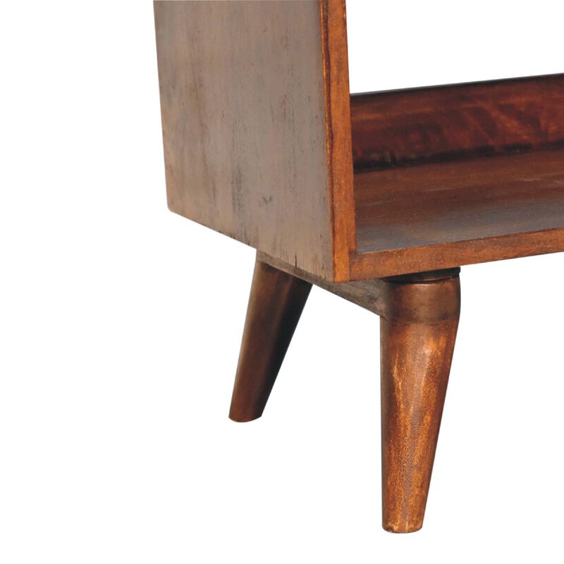 Artisan Furniture Chestnut Bench with Brown Leather  Solid Wood Seatpad
