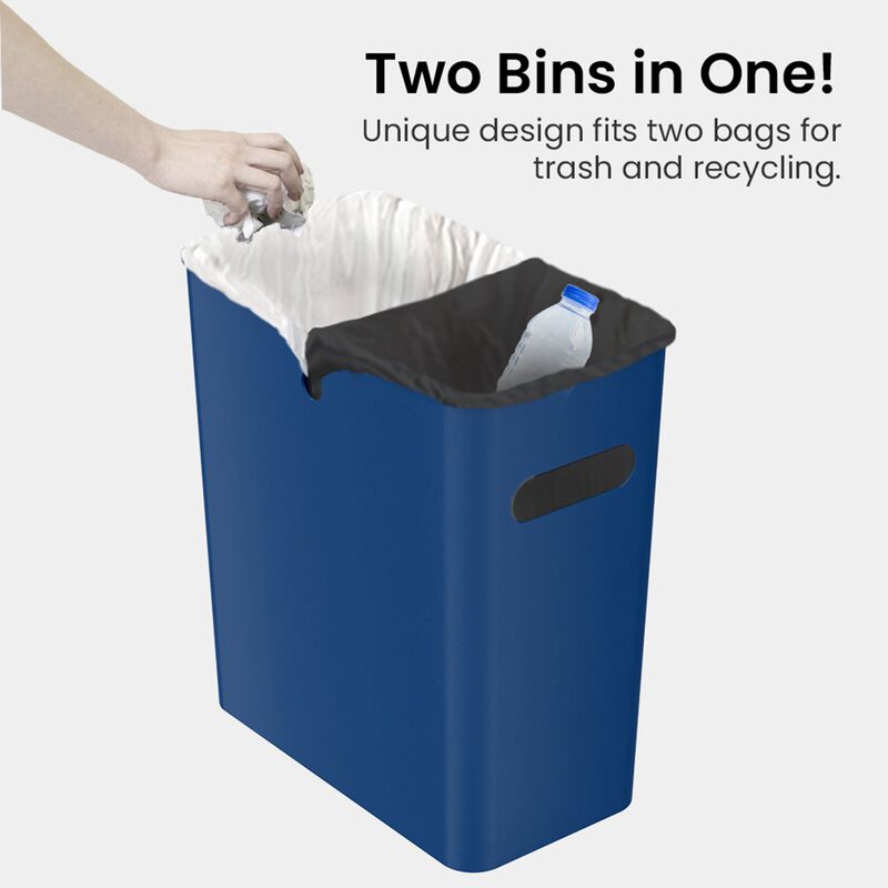 iTouchless 4.2 Gallon / 16 Liter SlimGiant Blue Wastebasket (2-Pack)