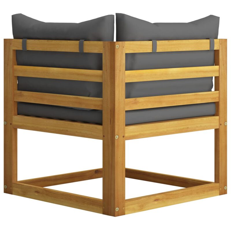 vidaXL 2-Seater Patio Bench with Dark Gray Cushions - Durable Solid Acacia Wood Outdoor Bench - Adaptable Modular Seating - Weather Resistant & Comfortable.