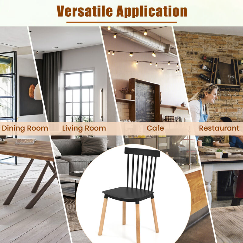 Set of 4 Windsor Dining Chairs with Spindle Backs and Curved Seats