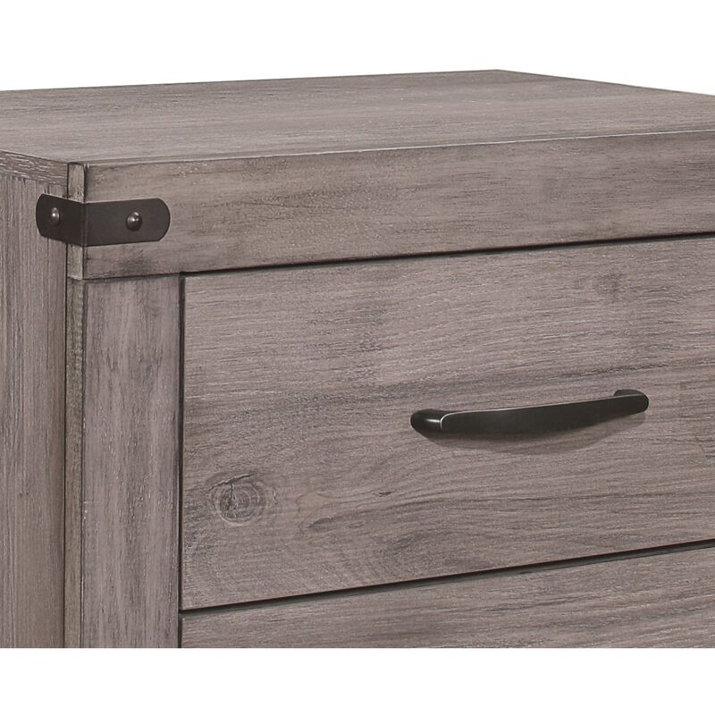 Streamdale Modern Nightstand with 2 Drawers, Brownish Gray Finish