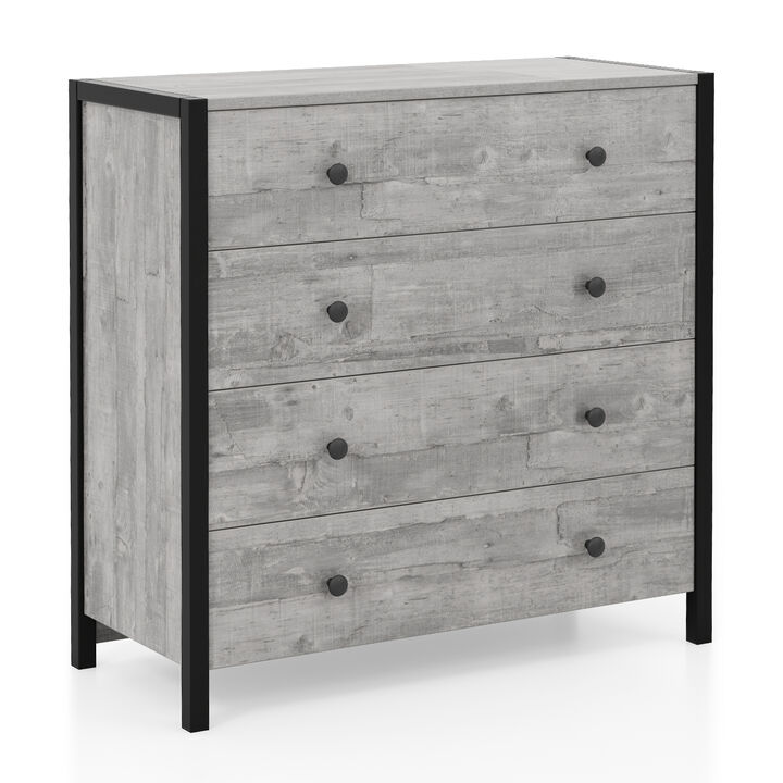 4-Drawer Modern Wooden Dresser Chest for Bedroom or Living Room Storage