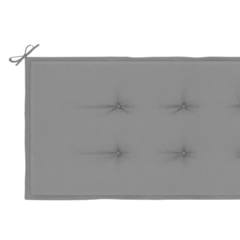 Claire Outdoor Cushion for Bench, Gray Fabric, Non Slip Ropes, 71 Inch - Benzara