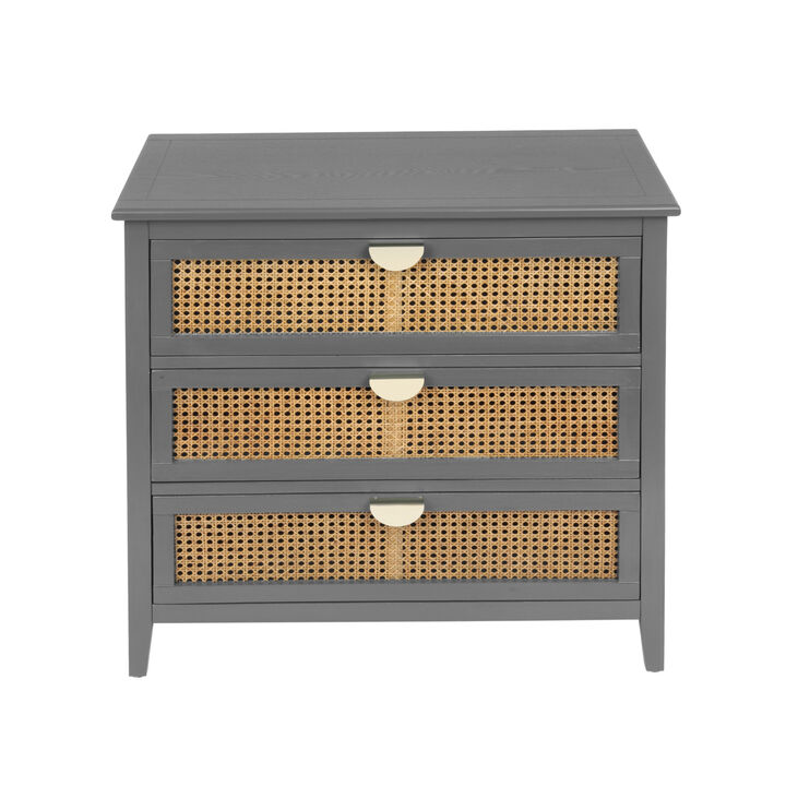 3 Drawer Cabinet Rattan, American Furniture, Suitable For Bedroom, Living Room, Study