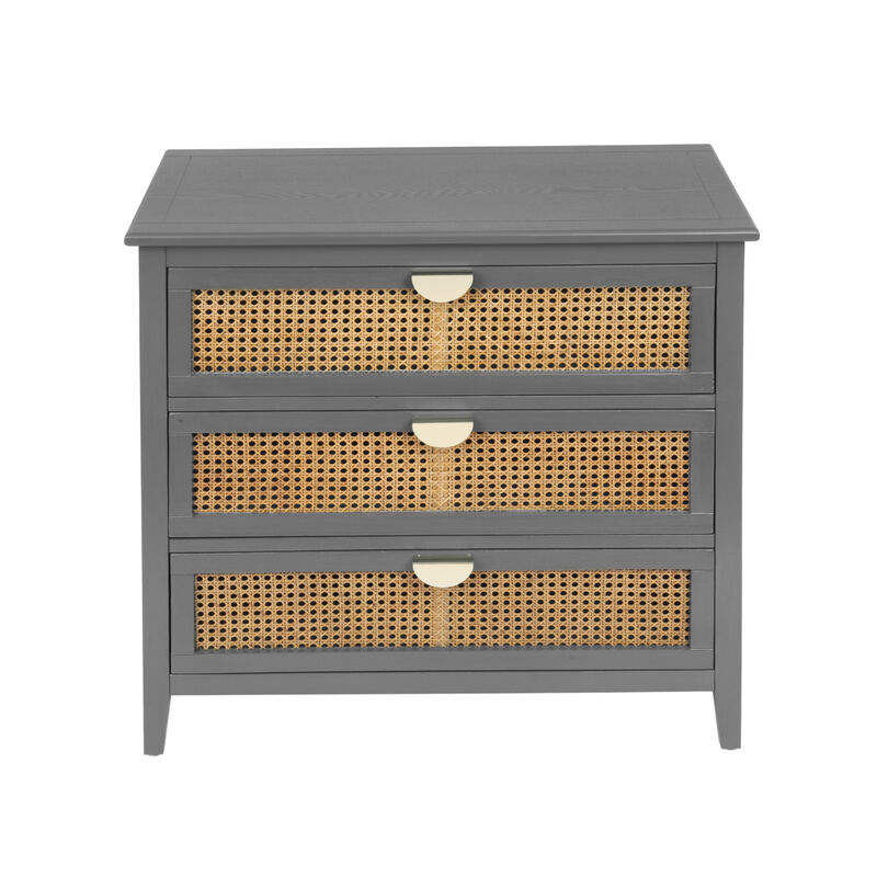 3 Drawer Cabinet Rattan, American Furniture, Suitable For Bedroom, Living Room, Study