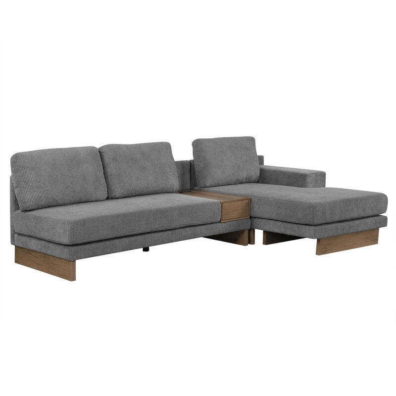 Merax L-shaped Sofa Sectional Sofa with Two USB Ports