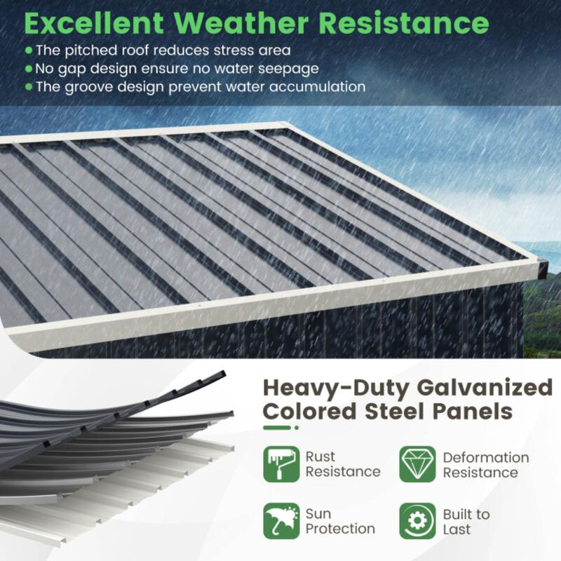 Hivvago 7 x 4 Feet Metal Outdoor Storage Shed with Lockable Door