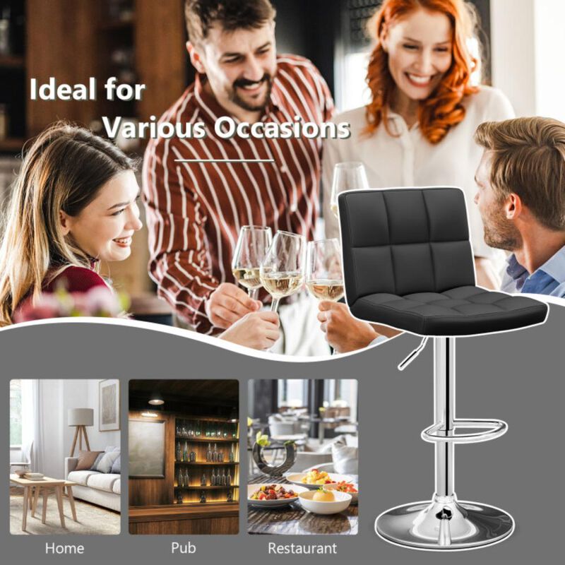 Hivvago Adjustable Swivel Bar Stool with PU Leather