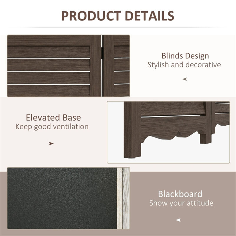 Wooden Privacy Screen Decorative Room Separator with Louvered Panels
