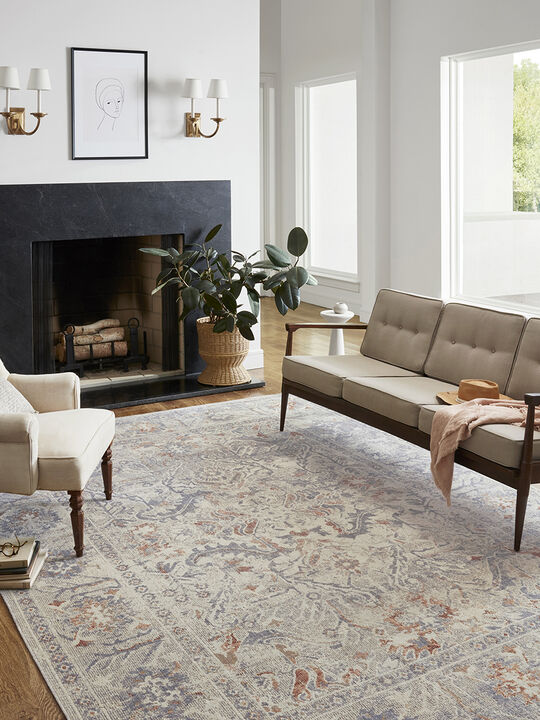 Rosemarie ROE05 Oatmeal/Lavender 18" x 18" Sample Rug