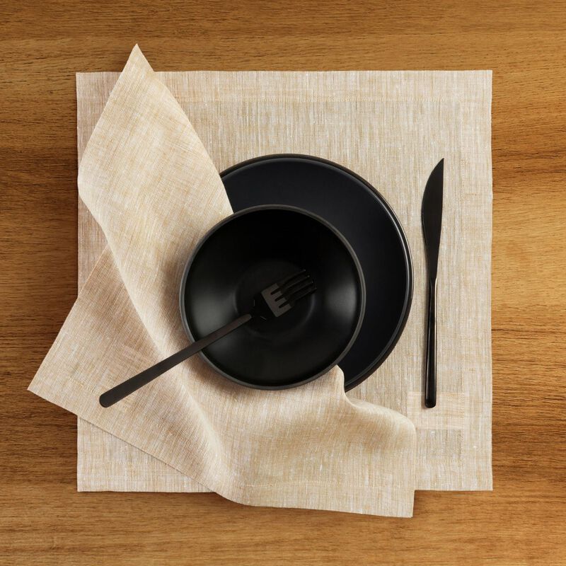Solino Home 100% Pure Linen 14 x 14 Inch Square Placemats Set of 4 | Athena