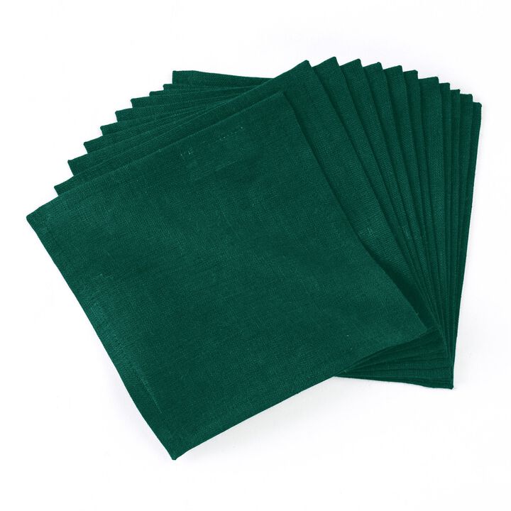 Solino Home 100% Pure Linen Cocktail Napkins 6 x 6 Inch Set of 12 | Fete