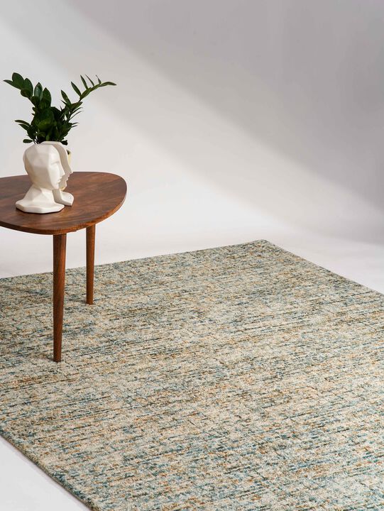 RUGSOTIC CARPETS HAND TUFTED WOOL ECO-FRIENDLY AREA RUGS  - 8'x10', Rectangle Shape, Blue & Beige, Solid Plain Design, High Pile Thick Handmade Area Rugs for Living Room, Bed Room (KWC111)