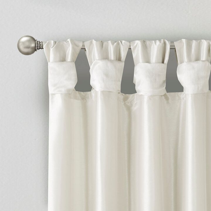 Gracie Mills Elroy Twist Tab Lined Faux Silk Window Curtain Panel - 50x108"