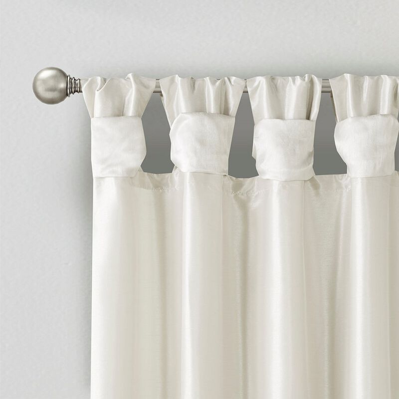 Gracie Mills Elroy Twist Tab Lined Faux Silk Window Curtain Panel - 50x108"