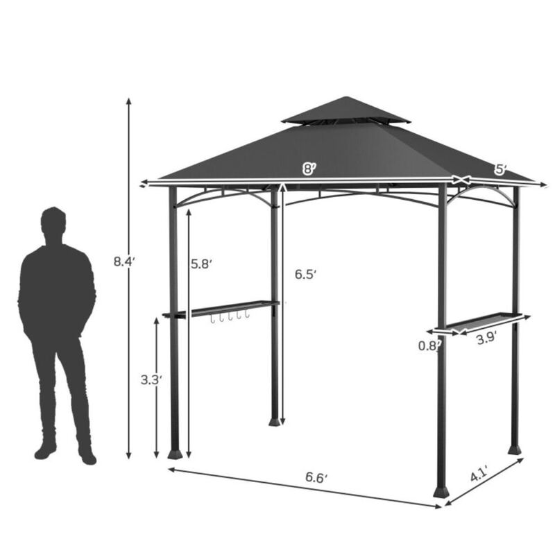 Hivvago 8 x 5 Feet Outdoor Barbecue Grill Gazebo Canopy Tent BBQ Shelter