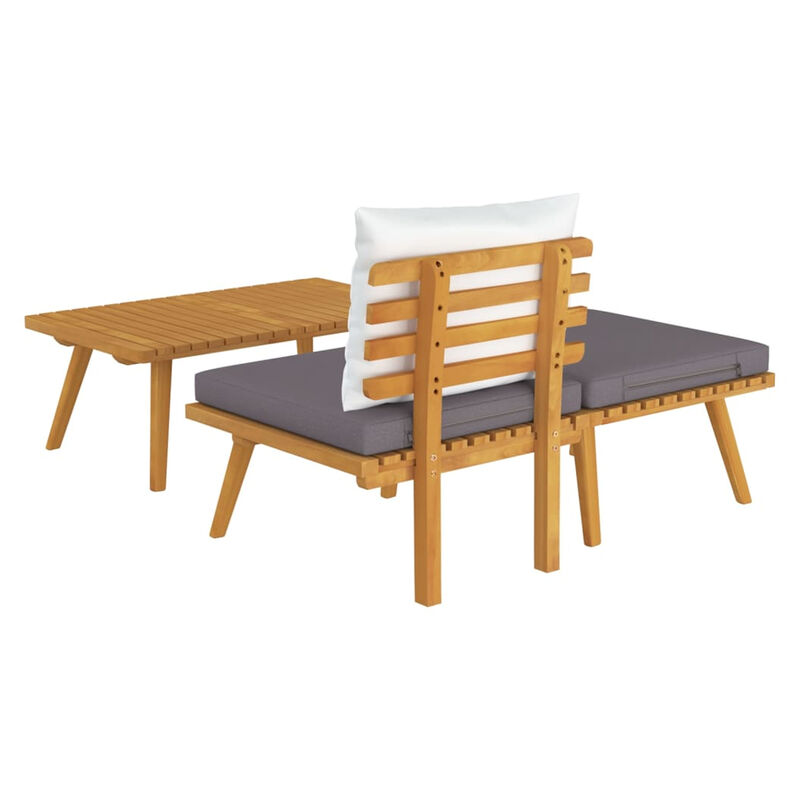 Roma 3pc Modular Outdoor Sofa and Coffee Table Set, Solid Wood, Gray - Benzara