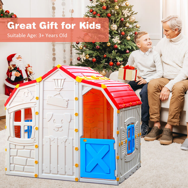 Cottage Kids Playhouse with Openable Windows and Working Door