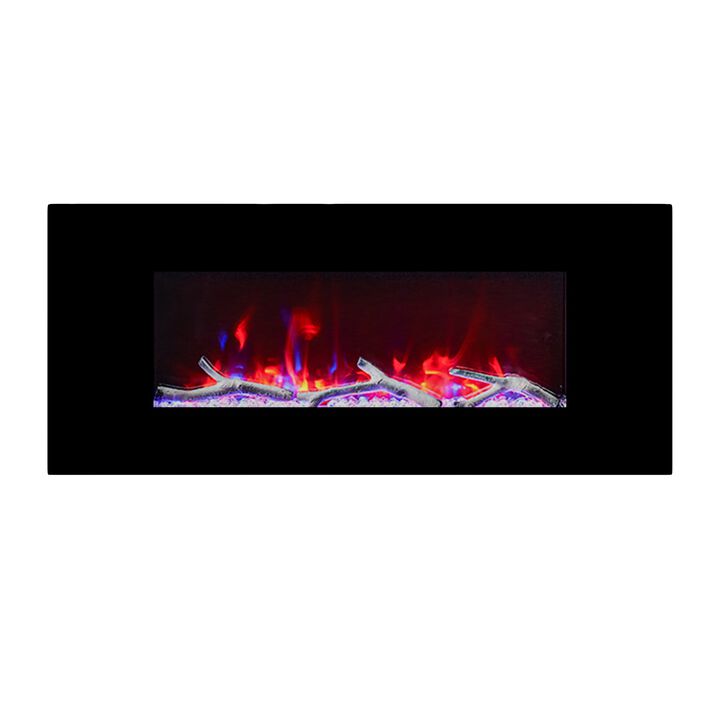42 Inch 1500W Wall-Mount Fireplace with Multicolor Flame
