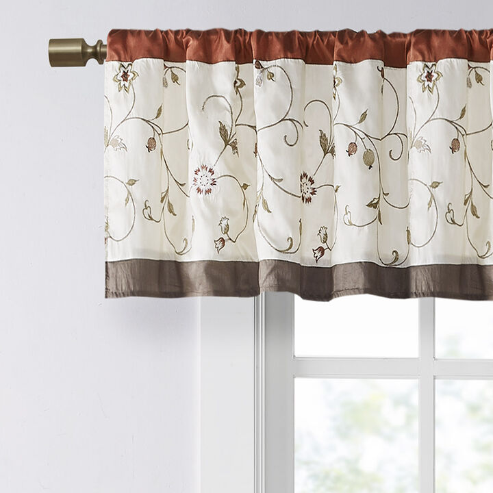 Gracie Mills Rogelio Floral Embroidered Window Valance
