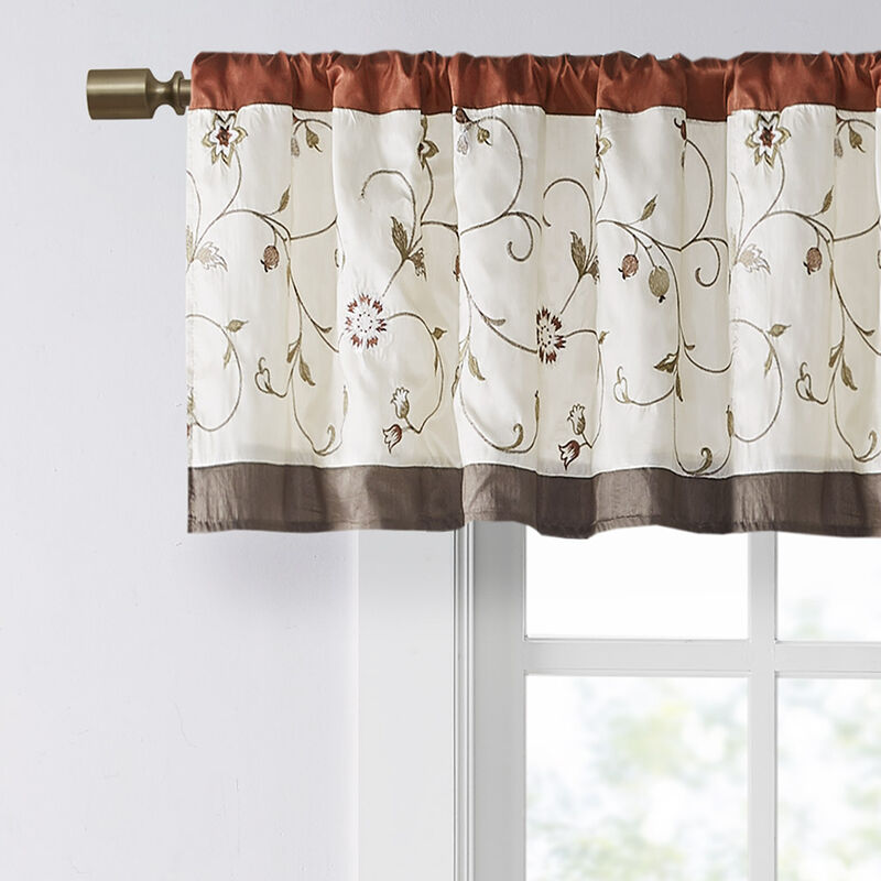Gracie Mills Rogelio Floral Embroidered Window Valance