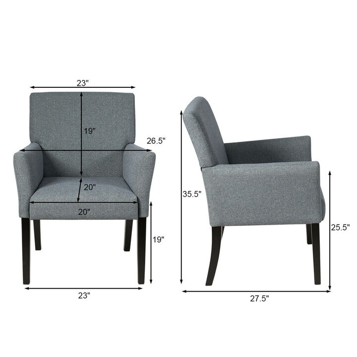 Costway Set of 2 Arm Chair Guest Chair Home Office w/ Wooden Legs Gray
