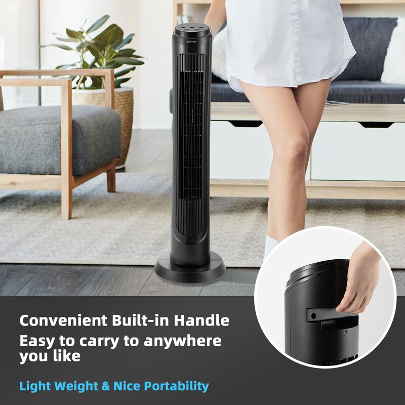 40 Inch Tower Fan with Remote 75˚ Oscillating Fan with 3 Wind Modes and 4 Wind Speeds-Black