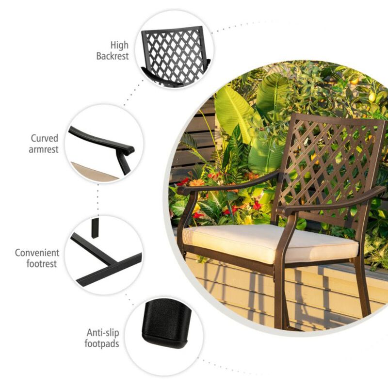 Hivvago 2 Pieces Patio Bar Stool with Height Cushion and Armrest