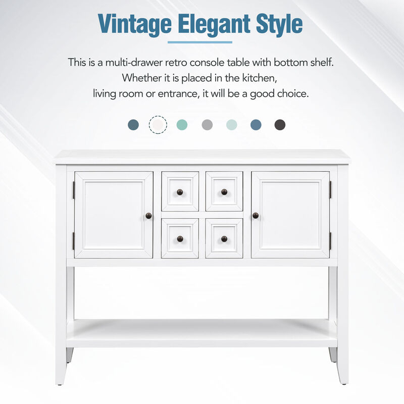 46" Console Table Buffet Sideboard Storage Drawers Cabinets Sofa Tables, White