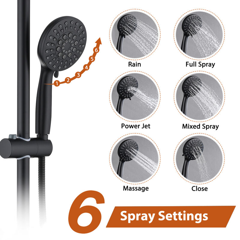 6 Inch Rain Shower Head With Handheld Shower Head Bathroom Rain Shower System