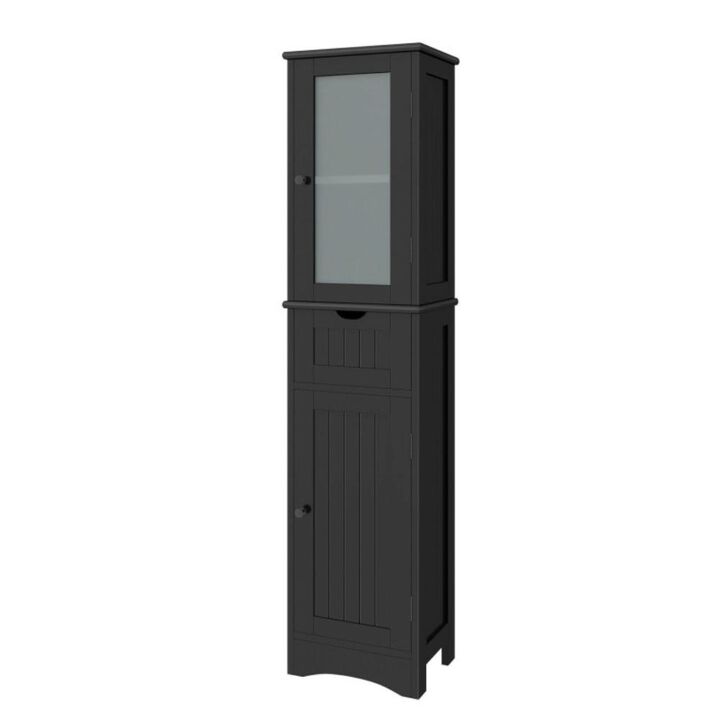 Hivvago Tall Floor Storage Cabinet with 2 Doors and 1 Drawer for Bathroom