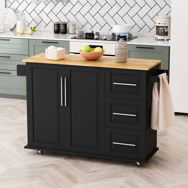Streamdale Kitchen Island Cart with Storage Drawers & Cabinet