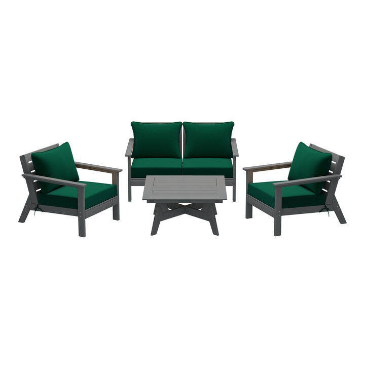 WestinTrends Outdoor 5-Piece Modular Sectional Patio Furniture Sofa Set