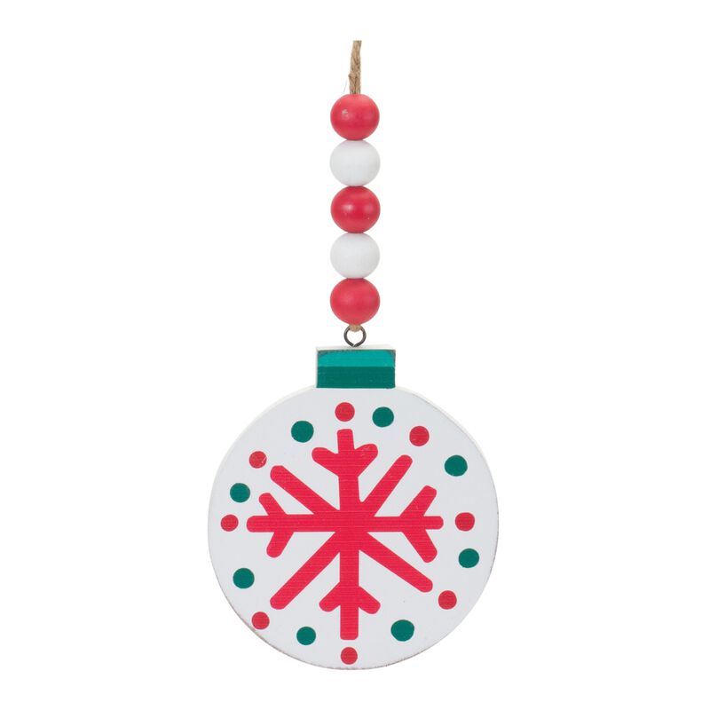 Set of 12 Wood Beaded Snowflake Ornaments – Handcrafted Beaded Snowflakes for Rustic and Natural Holiday Decor