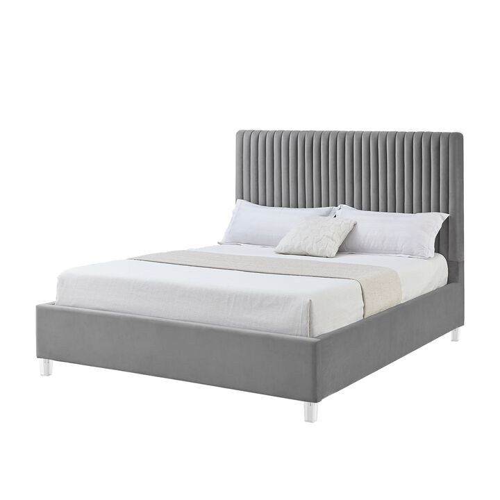 Inspired Home Jaylanie Velvet Platform Bed